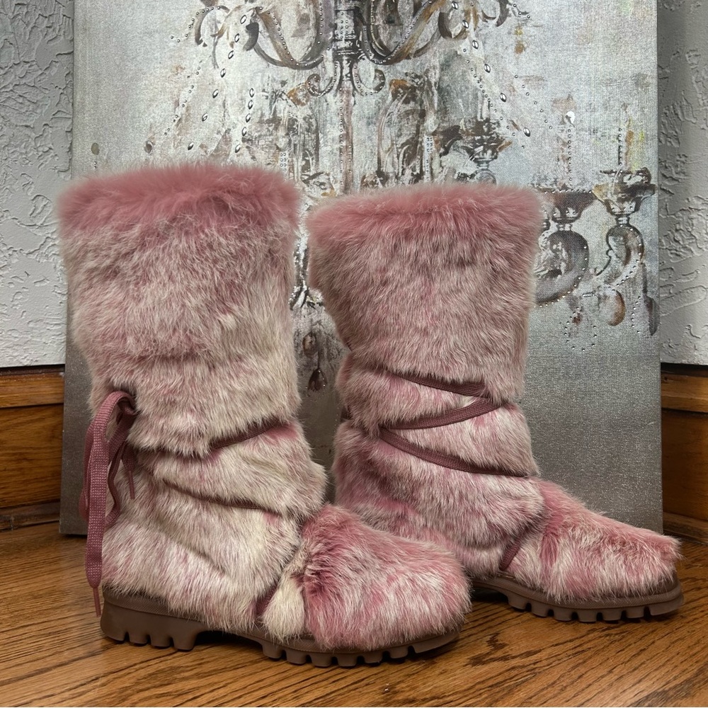 Faux Fur Pink Women's Winter Boots